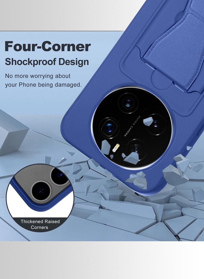 Wtech Honor Magic7 Pro 5G 2024 Silicone TPU Card Holder with Hand Grip Case Cover (MCHPSN) - Navy Blue - Image 3