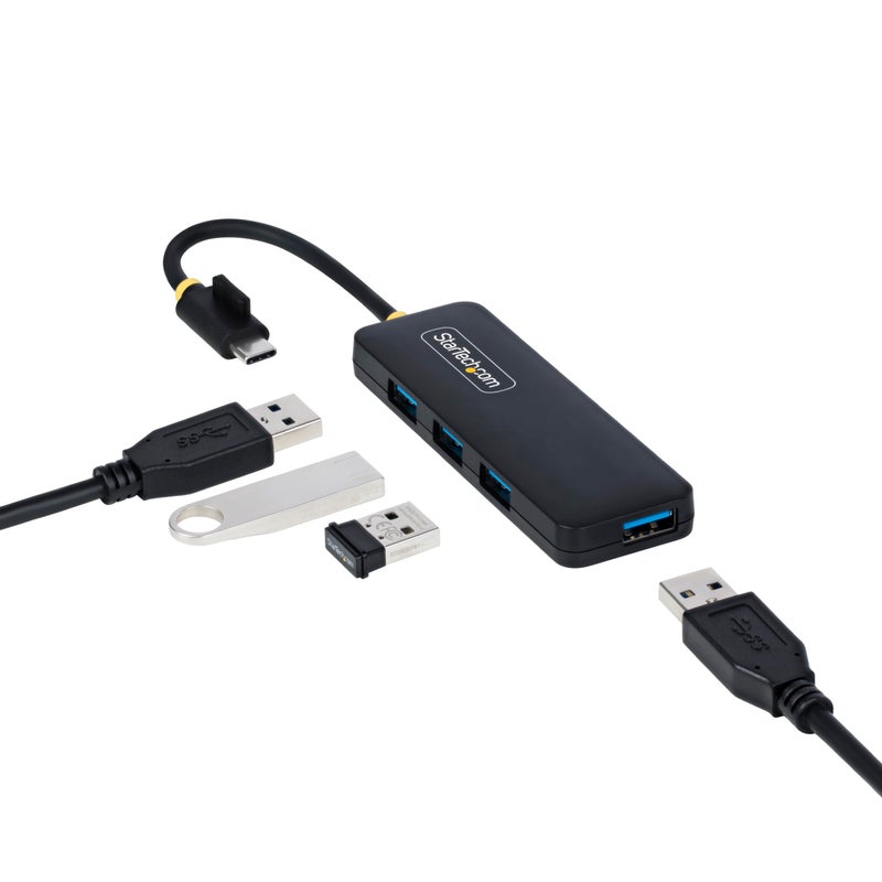 StarTech.com 4-Port USB-C Hub, USB 3.0 (5Gbps), USB-C to 4X USB-A, Bus Powered, Travel Mini Hub, Portable Multi-Port Splitter, Windows PC, MacBook, iMac, Chromebook, Surface and More - Image 1
