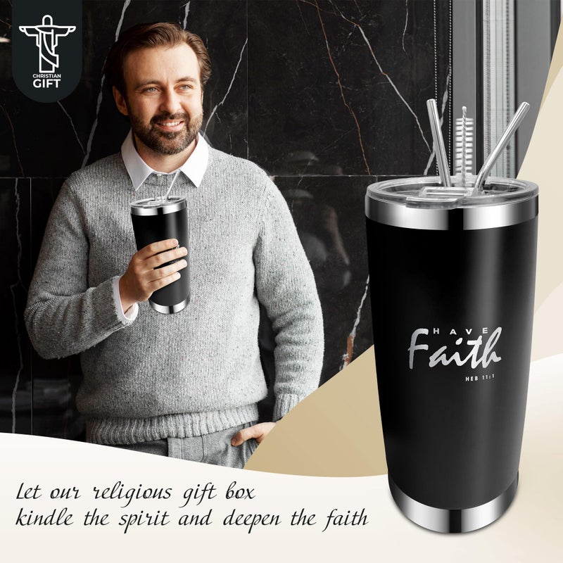 DEHITE Christian Gifts for Men - Religious Gift Basket Inspirational Present - | Insulated Tumbler | Notebook | Multitool Pocket Knife | Fire Starting Kit | - Christmas Gift Birthday Box for Father - Image 5