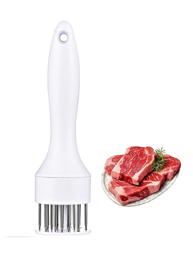 Oasisgalore 21-Pin Stainless Steel Meat Tenderizer Tool for BBQ, Fish, Pork, Beef, Chicken, Steak (White)  - Image 1