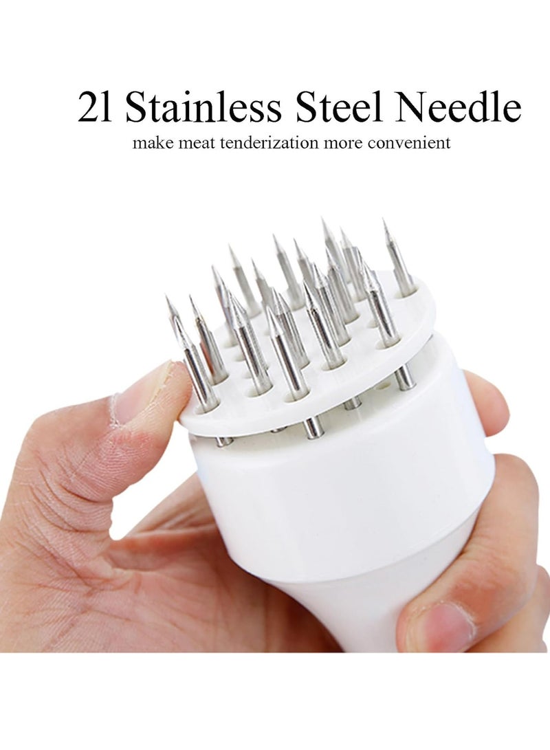 Oasisgalore 21-Pin Stainless Steel Meat Tenderizer Tool for BBQ, Fish, Pork, Beef, Chicken, Steak (White)  - Image 3