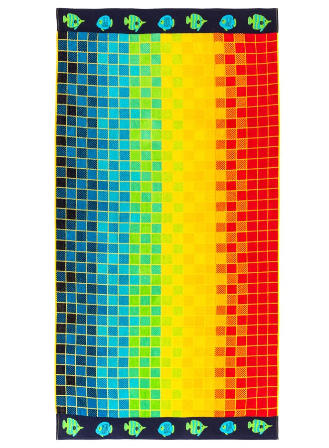 SIGNOOLA Signoola Beach Towel 90 x 170 cm Squares , 100% cotton.  - Image 1