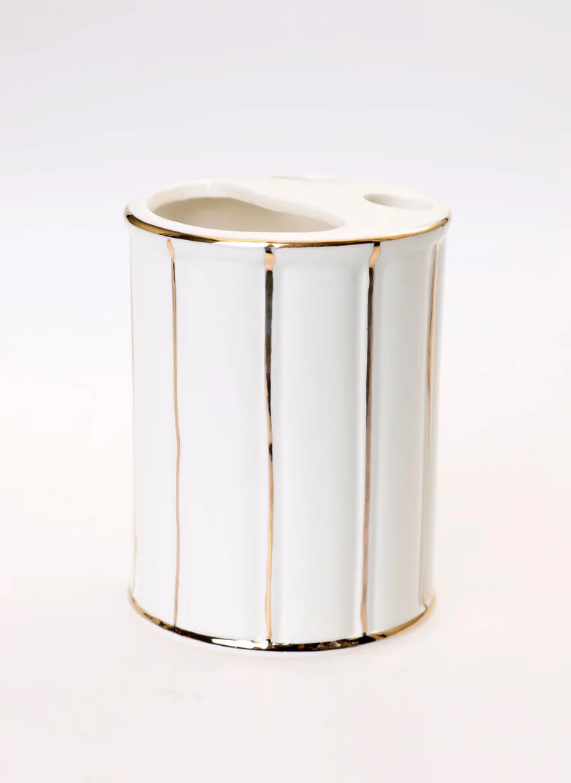 DWELL GOLD LINE T.B HOLDER 8.1x8.1x10.5CM - WHITE/GOLD