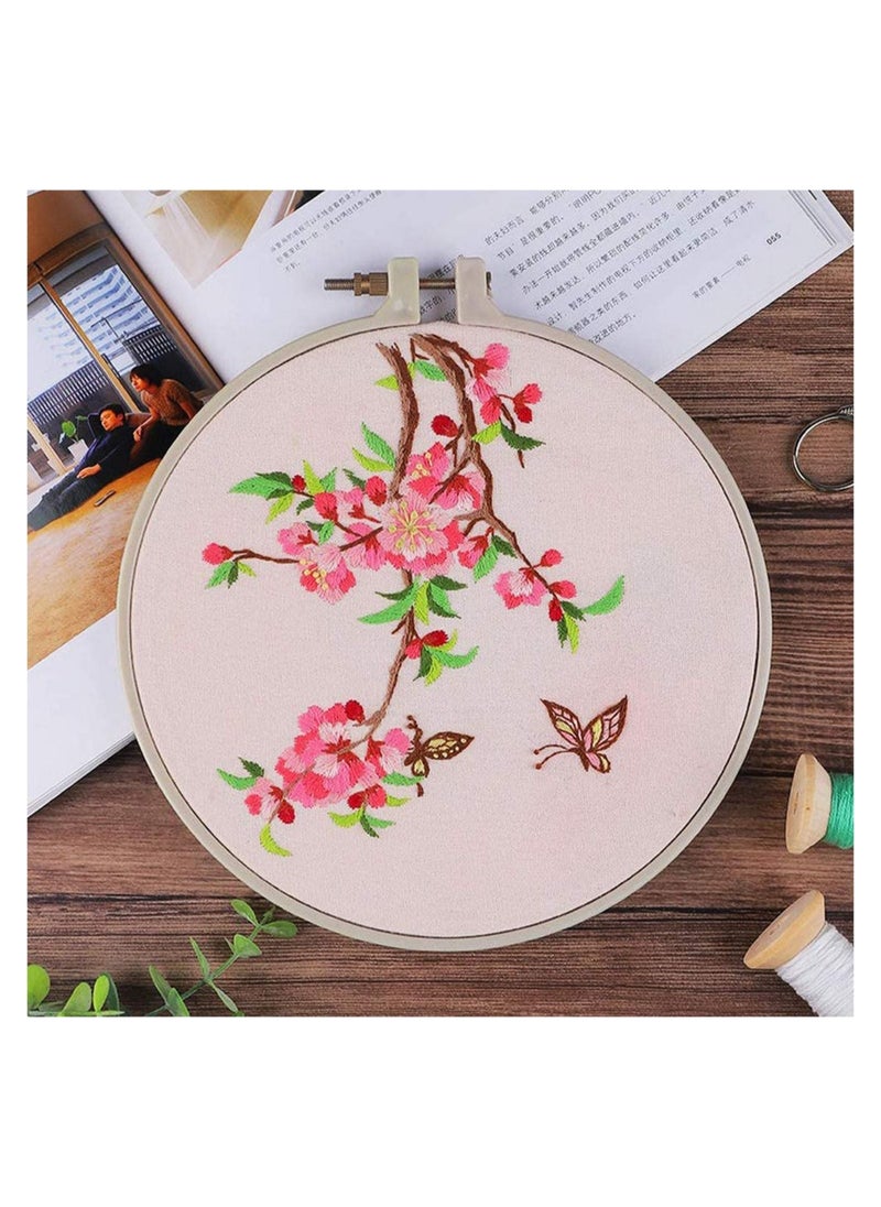 SYOSI - KASTWAVE Embroidery Starter Kit with Pattern DIY Beginner Stitch Kit, Color Cross Stitch Threads Needle Point, Including Stamped Cloth, Bamboo Embroidery Hoop, Color Threads, Needles (Butterfly) - Image 1