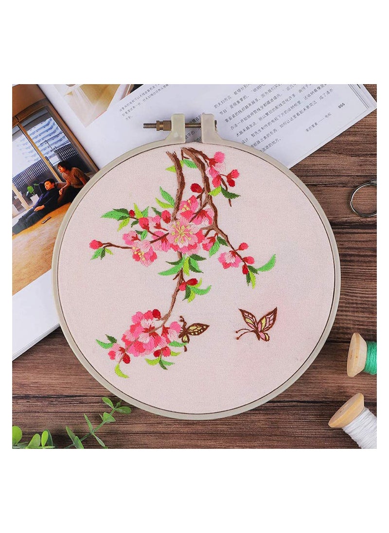 SYOSI - KASTWAVE Embroidery Starter Kit with Pattern DIY Beginner Stitch Kit, Color Cross Stitch Threads Needle Point, Including Stamped Cloth, Bamboo Embroidery Hoop, Color Threads, Needles (Butterfly) - Image 1