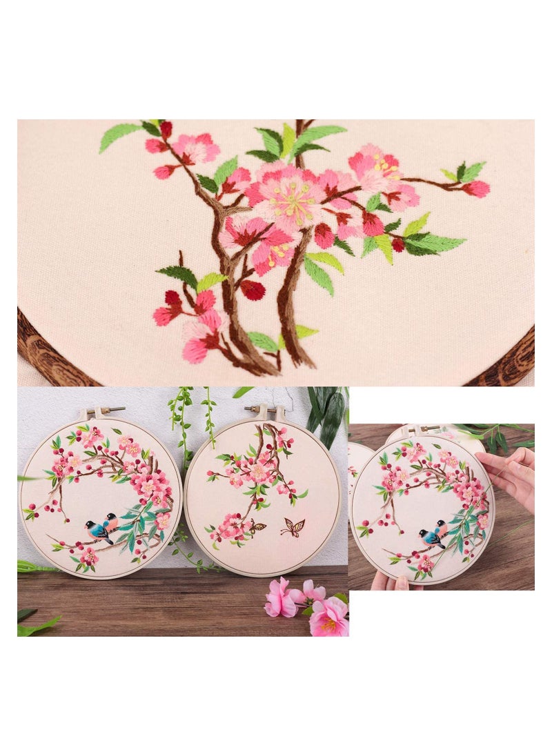 SYOSI - KASTWAVE Embroidery Starter Kit with Pattern DIY Beginner Stitch Kit, Color Cross Stitch Threads Needle Point, Including Stamped Cloth, Bamboo Embroidery Hoop, Color Threads, Needles (Butterfly) - Image 1