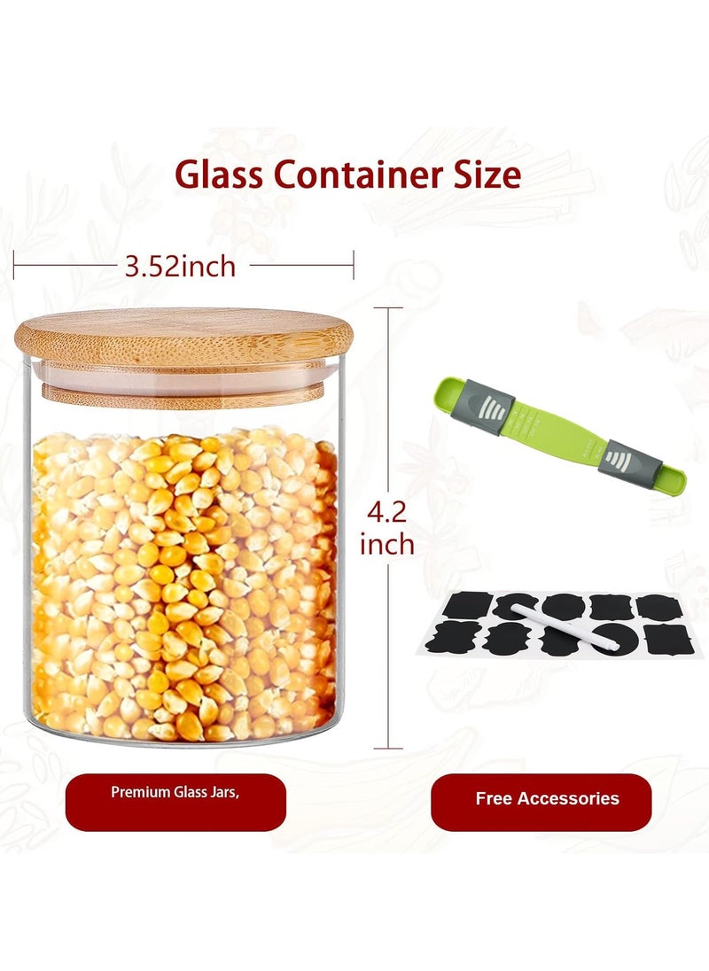 TYCOM Glass Jars Set 8cm*10cm (6 Packs), Food Storage Containers for Kitchen, Spice jars With Labels, Marker and spoons, Wood Lid Round 6p.  - Image 3