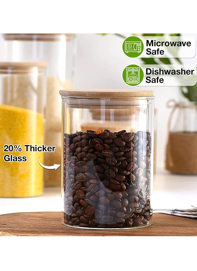 TYCOM Glass Jars Set 8cm*10cm (6 Packs), Food Storage Containers for Kitchen, Spice jars With Labels, Marker and spoons, Wood Lid Round 6p.  - Image 5