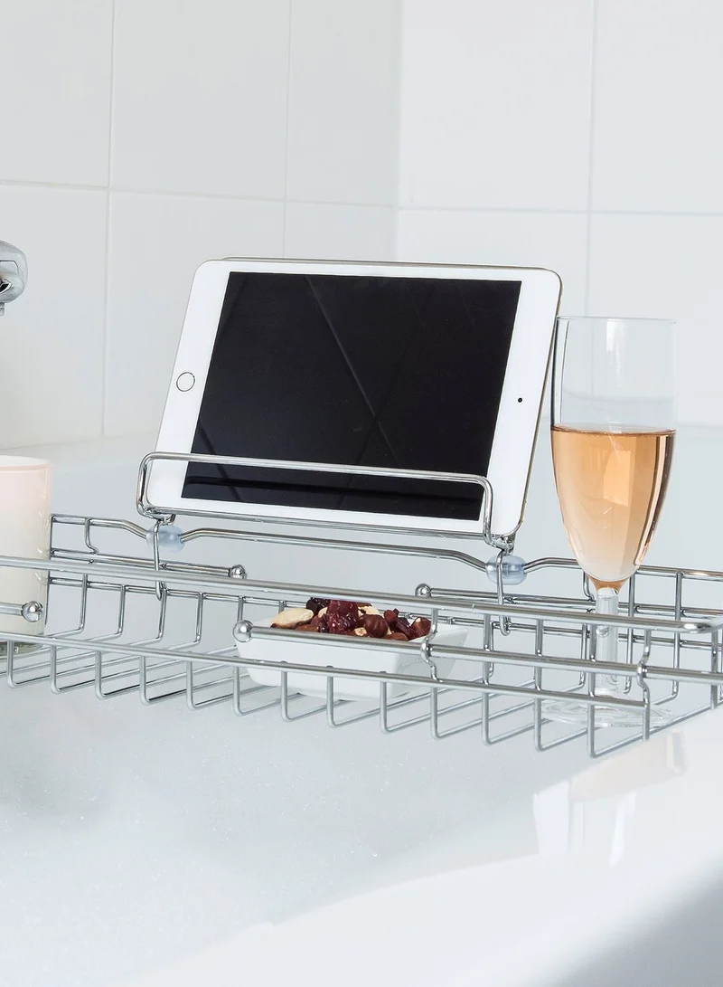 present time Iron Chrome Bath Tub Caddy Tray