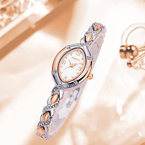 TIME100 Women's Bracelet Watches Ladies Quartz Wrist Watch with Green Dial Bezel with Crystals in Movement Bracelet Strap with Diamonds Waterproof, Silver-170, M, Bracelet - Image 4