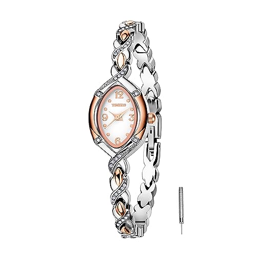 TIME100 Women's Bracelet Watches Ladies Quartz Wrist Watch with Green Dial Bezel with Crystals in Movement Bracelet Strap with Diamonds Waterproof, Silver-170, M, Bracelet - Image 1