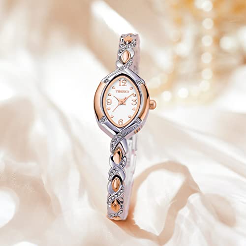 TIME100 Women's Bracelet Watches Ladies Quartz Wrist Watch with Green Dial Bezel with Crystals in Movement Bracelet Strap with Diamonds Waterproof, Silver-170, M, Bracelet - Image 5