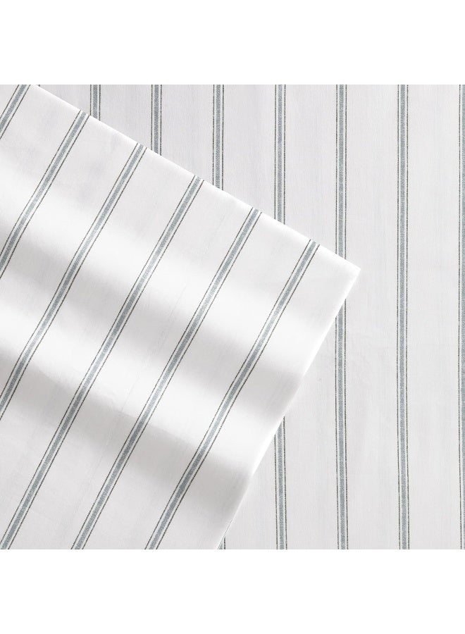 Stone Cottage  Queen Sheets Cotton Percale Bedding Set Crisp  Cool Home Decor Trenton Stripe Green Queen - Image 3