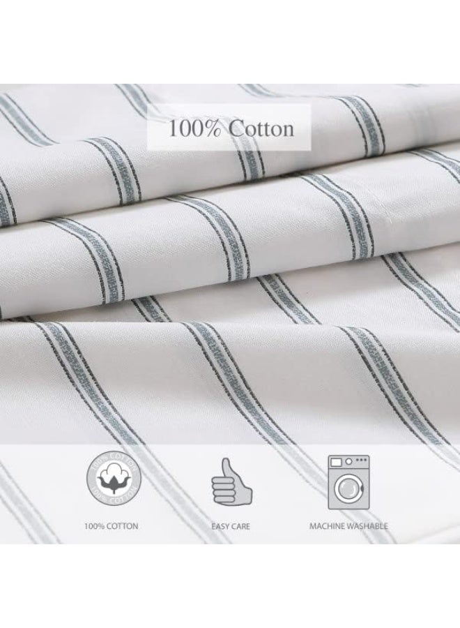 Stone Cottage  Queen Sheets Cotton Percale Bedding Set Crisp  Cool Home Decor Trenton Stripe Green Queen - Image 2