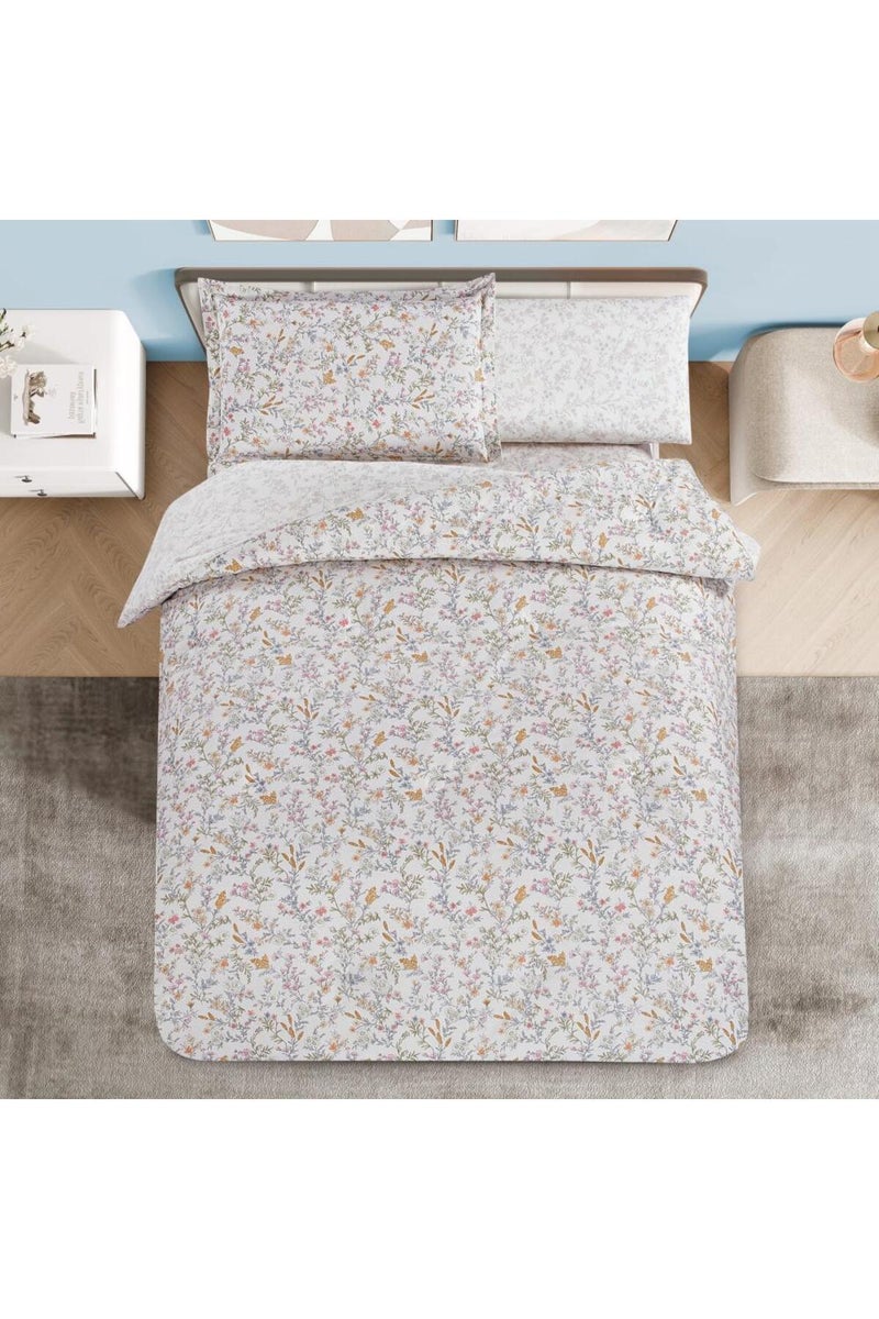 ميلين طقم مفرش سرير صيفي مفرد ونص قطن 100% - 4 قطع – يناسب سرير بمقاس 200x120 - نولين -رصاصي فاتح - سكري - Image 2