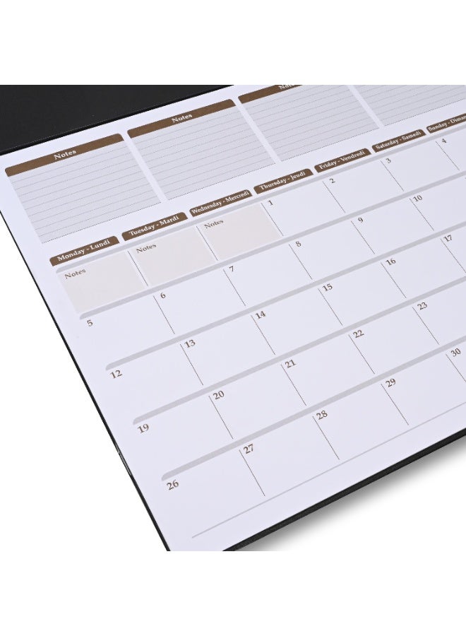 FIS 2026 Year Planner – Black PVC Desk Blotter, 490x340mm, 12 Monthly Sheets, Bilingual (English/French), Ideal for Desk Use, Daily Notes & Reminders – FSDK2EF26BK - Image 3