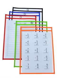 Y&D Reusable Dry Erase Sleeves, Work Ticket Holder Pockets 5 Pack Ideal for Home Study, School & Office, Shop Holders Teacher Supplies Clear Pocket 9" x 12"  - Image 4