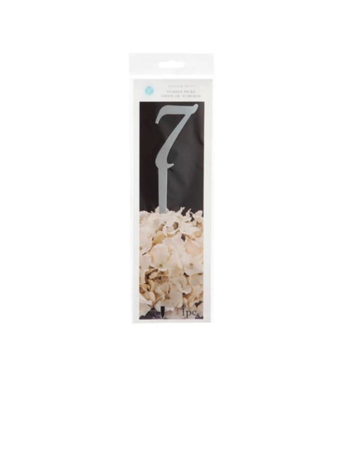 Mirrored Number on a Stick Number 7 Silver 9 inches