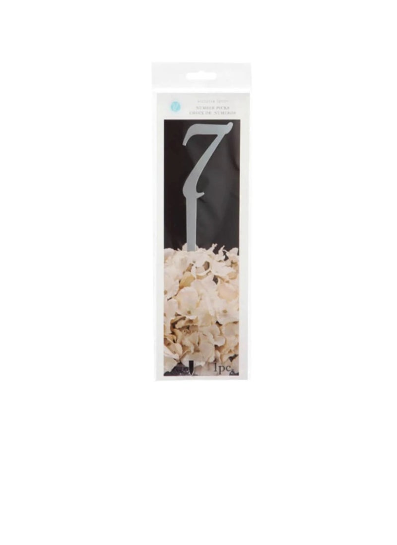 Mirrored Number on a Stick Number 7 Silver 9 inches