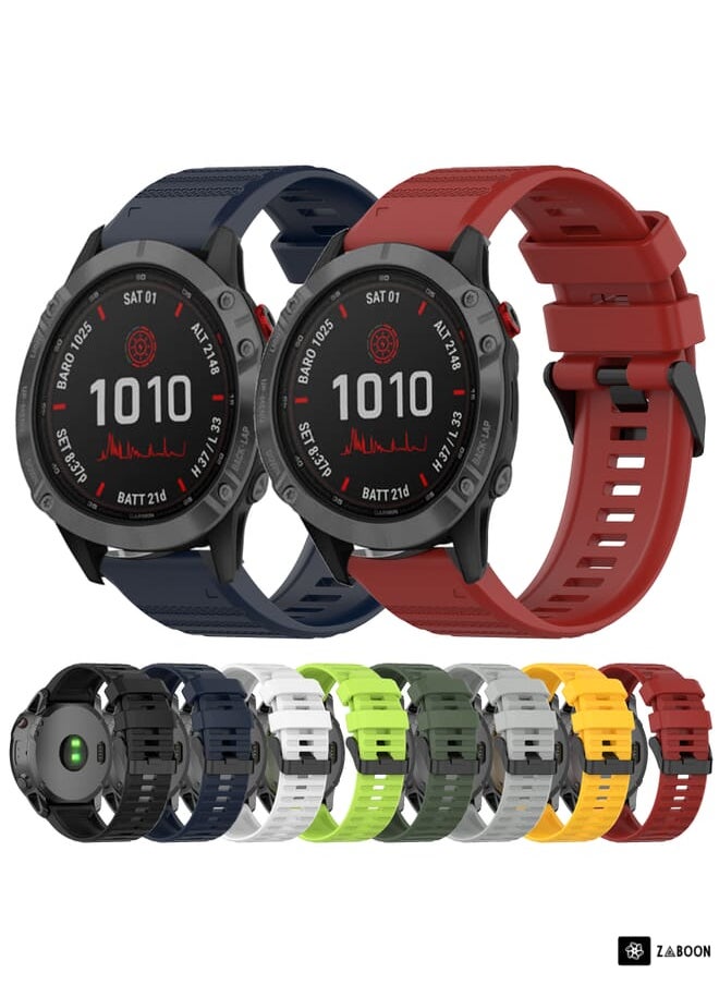 Zaboon - Garmin Fenix 6 GPS 22mm Horizontal Texture Silicone Watch Band with Removal Tool - Image 1