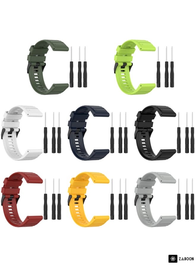 Zaboon - Garmin Fenix 6 GPS 22mm Horizontal Texture Silicone Watch Band with Removal Tool - Image 1