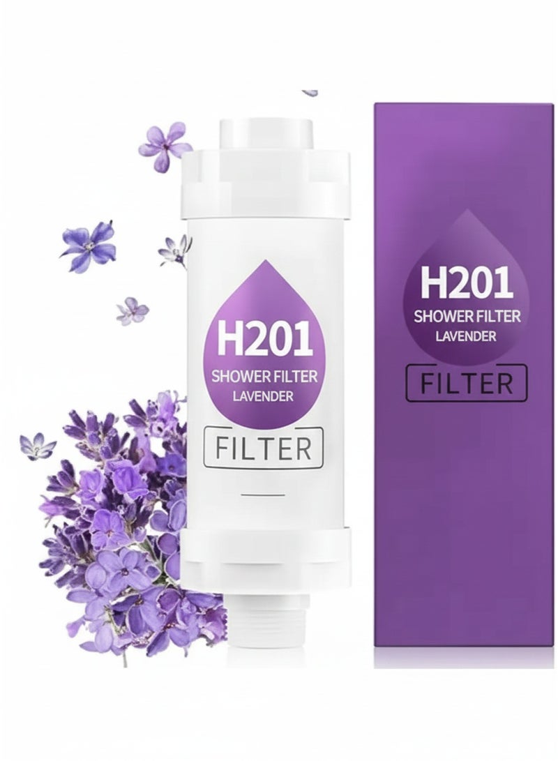 H201 2-Piece Lavender & Jasmine Shower Filter Set - Powered by Vitamin C - Water Purifier with Triple Technology System - Ideal Shower Head Filter for Treating Dry Skin and Hair Loss - Image 2
