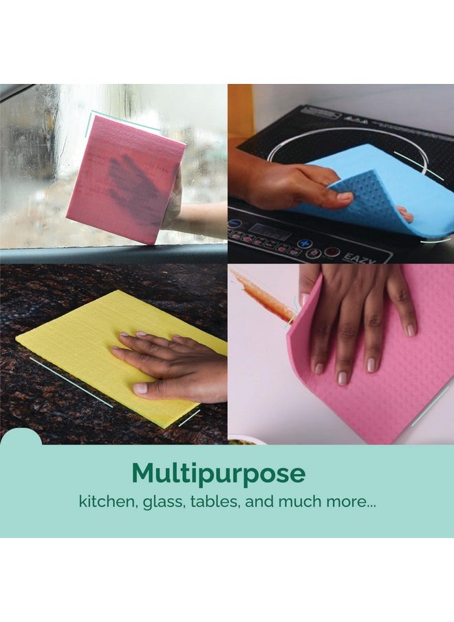 SWISH Swish Multi-Purpose Sponge Wipes (Pack of 3) | Reusable Kitchen Cleaning Sponge - 10x Absorbent | Multipupose Washable Sponge Wipes for Dry & Wet Use | Natural Cellulose Sponge Wipes for Kitchen  - Image 2