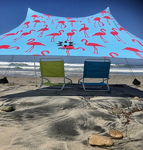 Neso Portable Beach Tent Sun Shelter with Sand Anchor Lightweight Beach Shade Canopy Easy Setup for Family Outings Patented Reinforced Corners UPF 50 Sun Protection 7 x 7ft Flamingos - Image 1