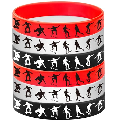 ATSMOICY 24PCS Skateboard Rubber Bracelets Slicone Wristbands -Sport Party Supplies Skateboarding/Extreme Sports Birthday Baby Shower Party Favors - Image 5