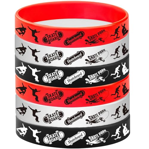 ATSMOICY 24PCS Skateboard Rubber Bracelets Slicone Wristbands -Sport Party Supplies Skateboarding/Extreme Sports Birthday Baby Shower Party Favors - Image 4