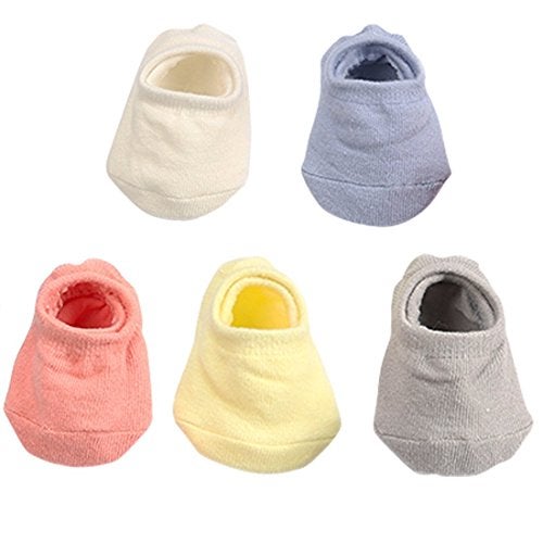 queenland 5 Pairs Baby Girls Boys No Show Socks Non-Skid with Grippers, Unisex Newborn Seamless Half Cushion Low Cut Socks, Anti Slip Sock for Infants Toddlers - Image 3