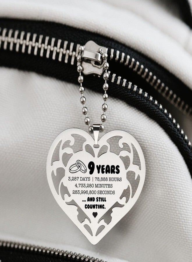 SunyJone 9 Year Anniversary Ornament, Heart Shaped Stainless Steel Gift for Wife Husband Couple, 9 Years and Still Counting Wedding Anniversary Keepsake for Him Her Romantic Hanging Decor SXX4 - Image 3