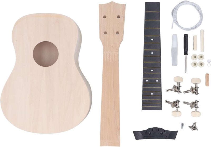 DIY Ukulele Kit 24 Inch Concert Size, Paint Your Own Mahogany Basswood Ukulele with Rosewood Fingerboard, Complete Craft Kit for Beginners Educational Music Gift - Image 1