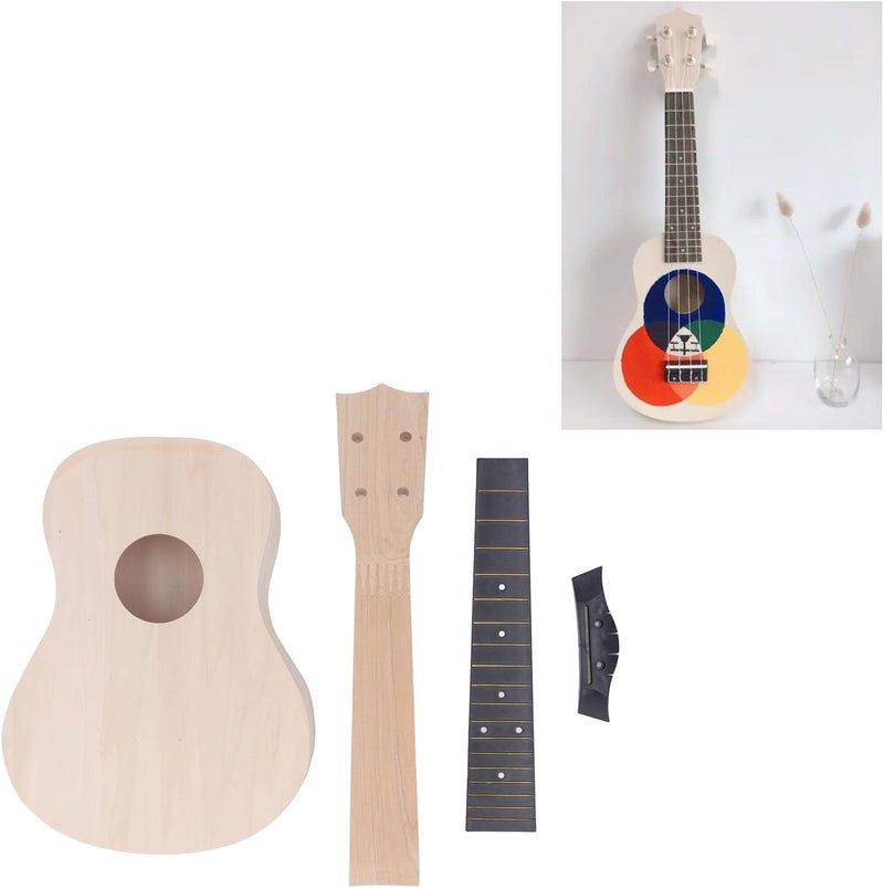 DIY Ukulele Kit 24 Inch Concert Size, Paint Your Own Mahogany Basswood Ukulele with Rosewood Fingerboard, Complete Craft Kit for Beginners Educational Music Gift - Image 5
