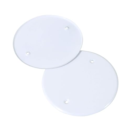 Qlvily 4PCS 5" Ceiling Cover Plate, Metal Plate Flat Round Electrical Cover, Round Electrical Box Cover, Ceiling Hole Cover, Screws Included, Hole Distance: 3.5" - Image 3