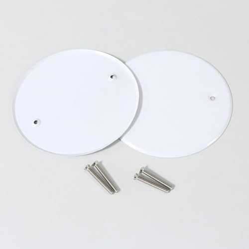 Qlvily 4PCS 5" Ceiling Cover Plate, Metal Plate Flat Round Electrical Cover, Round Electrical Box Cover, Ceiling Hole Cover, Screws Included, Hole Distance: 3.5" - Image 4