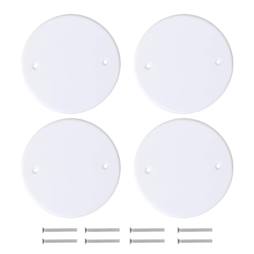 Qlvily 4PCS 5" Ceiling Cover Plate, Metal Plate Flat Round Electrical Cover, Round Electrical Box Cover, Ceiling Hole Cover, Screws Included, Hole Distance: 3.5" - Image 1