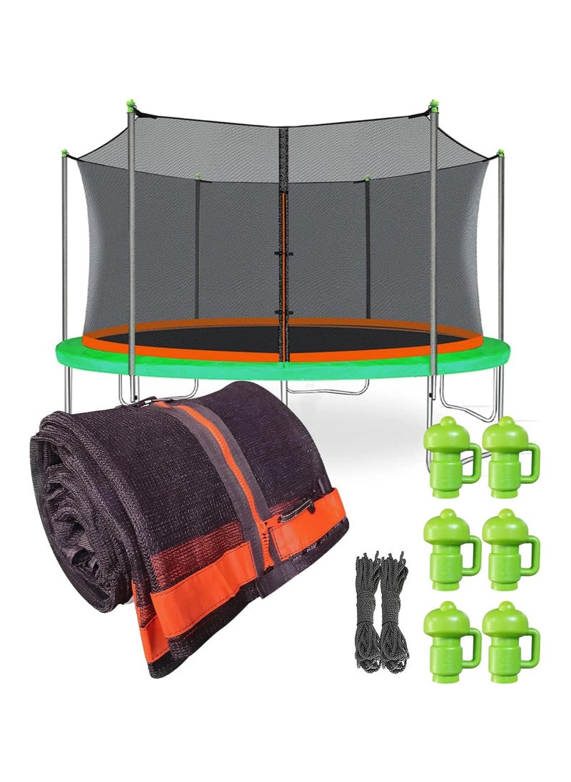 Generic Trampoline Net Replacement with 6 Pole Caps, 12 ftTrampoline Net Round Safety Trampoline Net UV-Resistant Weather-Resistant Breathable Durable Net(Not Include Poles) 