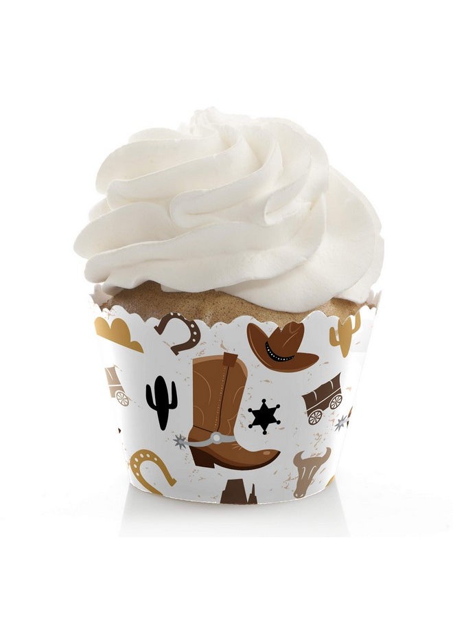 Big Dot of Happiness Big Dot of Happiness Western Hoedown - Wild West Cowboy Party Decorations - Party Cupcake Wrappers - Set of 12  - Image 1