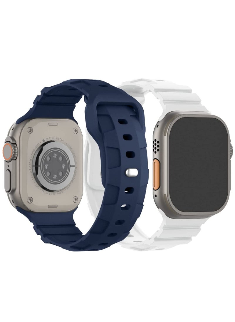 Generic - Compatible Silicone Replacement Bands for Apple Watch 49mm, 45mm, 44mm, 42mm - Soft Bands for Men & Women, Fits Series 8/7/6/5/4/3/2/1/SE/Ultra, Abyss Blue. - Image 1