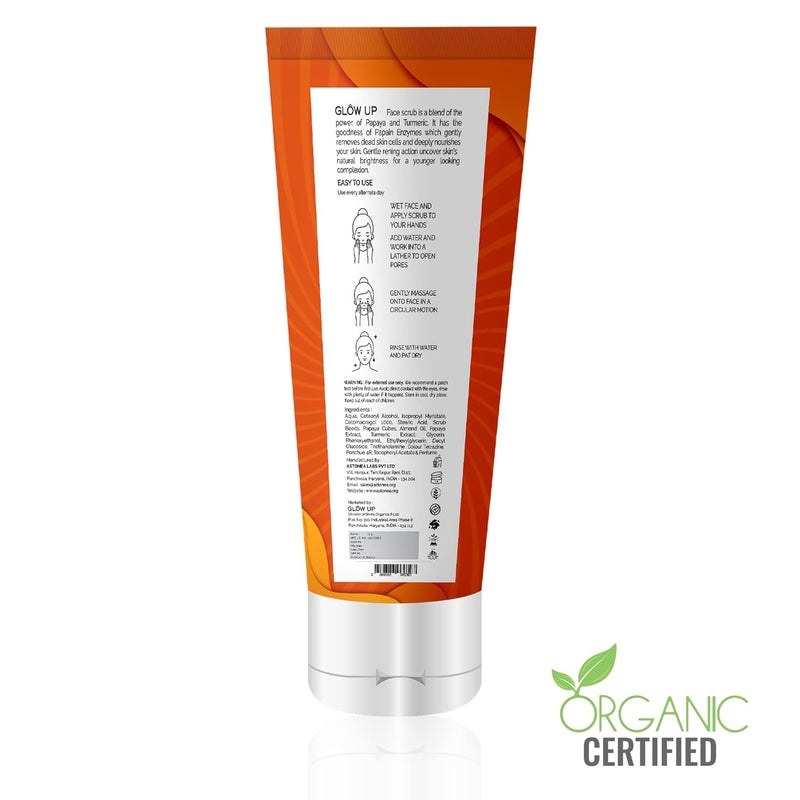 Glow Up Papaya Turmeric Face Scrub For Natural Beauty Detan Antiaging For Dry Oily Combination skin 75g - Image 2