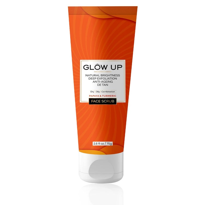 Glow Up Papaya Turmeric Face Scrub For Natural Beauty Detan Antiaging For Dry Oily Combination skin 75g - Image 1