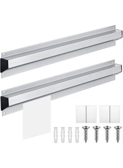 Henoyso 2 Pieces Restaurant Ticket Holder Receipt Holder Aluminum Order Rack Ticket Rack Silver Kitchen Slide Check Rack For Office Cafes Pubs (16 Inch)  - Image 1