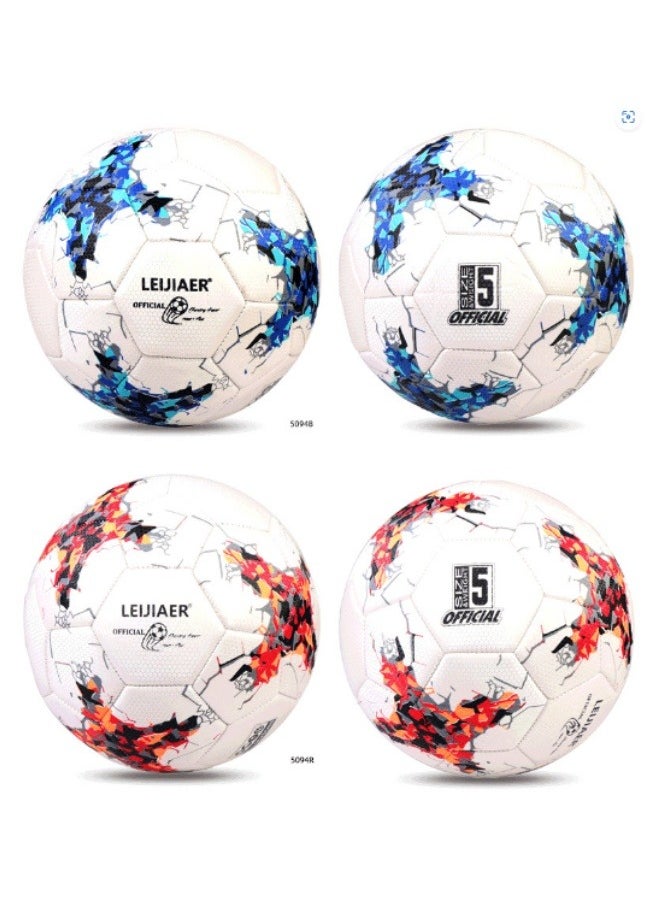 Ragel Dual-Layer Anti-Explosion Durable Soccer Ball, Size 5, Red.