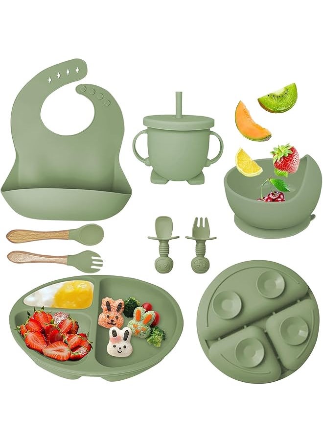 U-HOOME - Silicone Baby Feeding Set Baby Led Weaning Supplies Suction Bowl Divided Plate Toddler Self Feeding - Image 1
