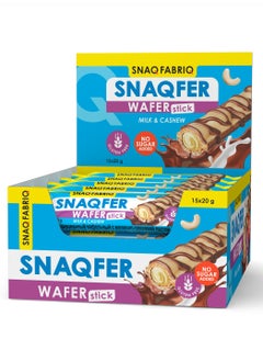 Snaq Fabriq Snaqfer Wafer Stick with Milk and Cashew Gluten Free and No Sugar Added 15x20g  - Image 1