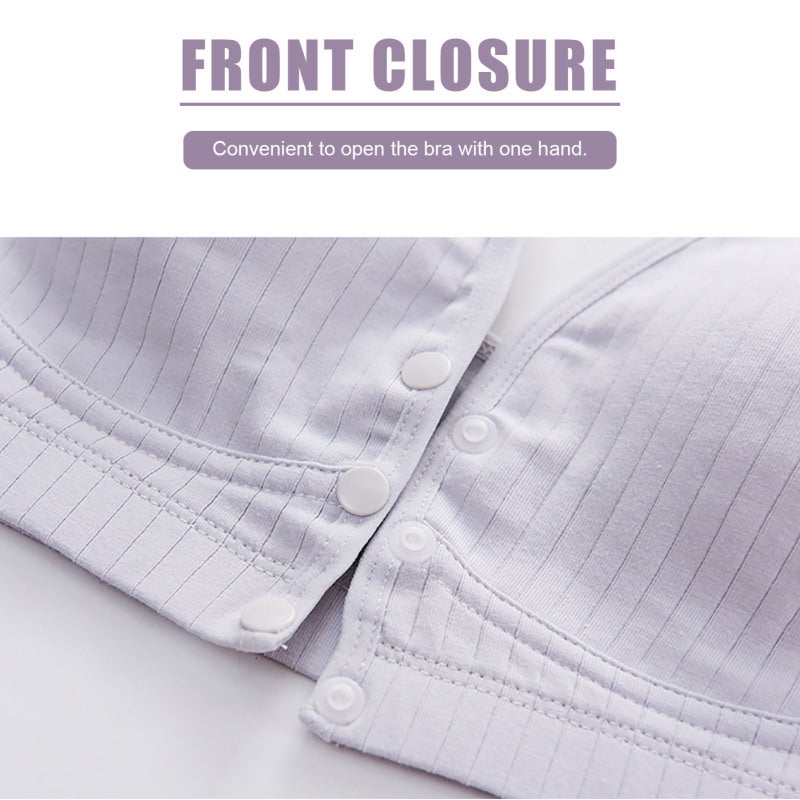 Front Button Bra: XX-Large Beige Cotton Skin-friendly Breathable Bra - No Underwire Full Coverage With Removable Pads Bra for Sleeping Nursing Maternity Pregnancy Leisure Lounging - Image 4