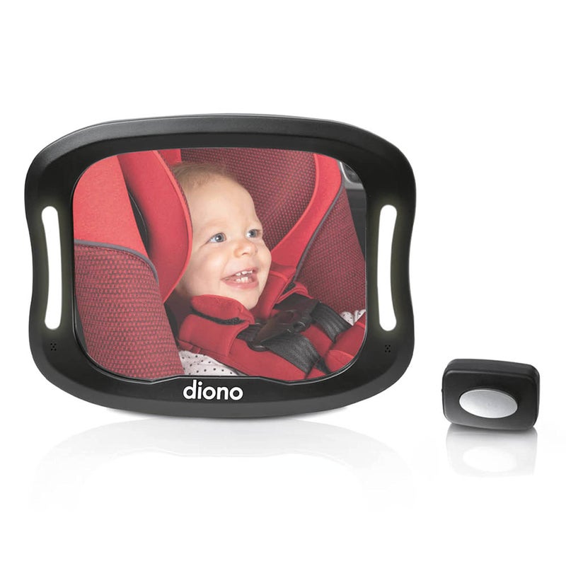 Diono Easy View XXL Baby Car Mirror with Extra Wide View, Safety Car Seat Mirror for Rear Facing Infant with 360 Rotation, LED Night Light, Wide Crystal Clear View, Shatterproof, Crash Tested - Image 1