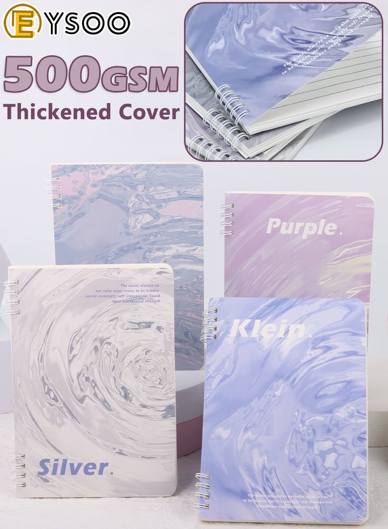  إيسو دفاتر EYSOO الحلزونية مقاس A5 (4 قطع) – ورق مسطر للجامعة بـ 60 ورقة / 120 صفحة – مفكرة بغلاف صلب كدفاتر حلزونية مسطرة للمكتب والمدرسة والكتابة. - Image 3