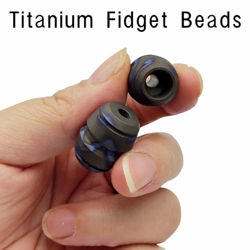 LXQQFUN EDC Titanium Alloy Fidget Beads Parachute Cord Lanyard Beads Skill Toys Worry Fidget Beads Leisure Toys Suitable for Many Scenes Flame Texture - Image 5